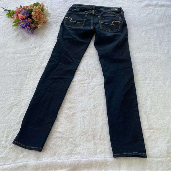 AEO Dark Wash Long Super Stretch Skinny Jeans - Picture 5 of 8